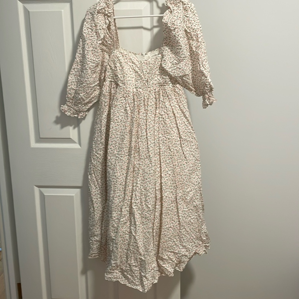 Puff sleeve midi floral dress